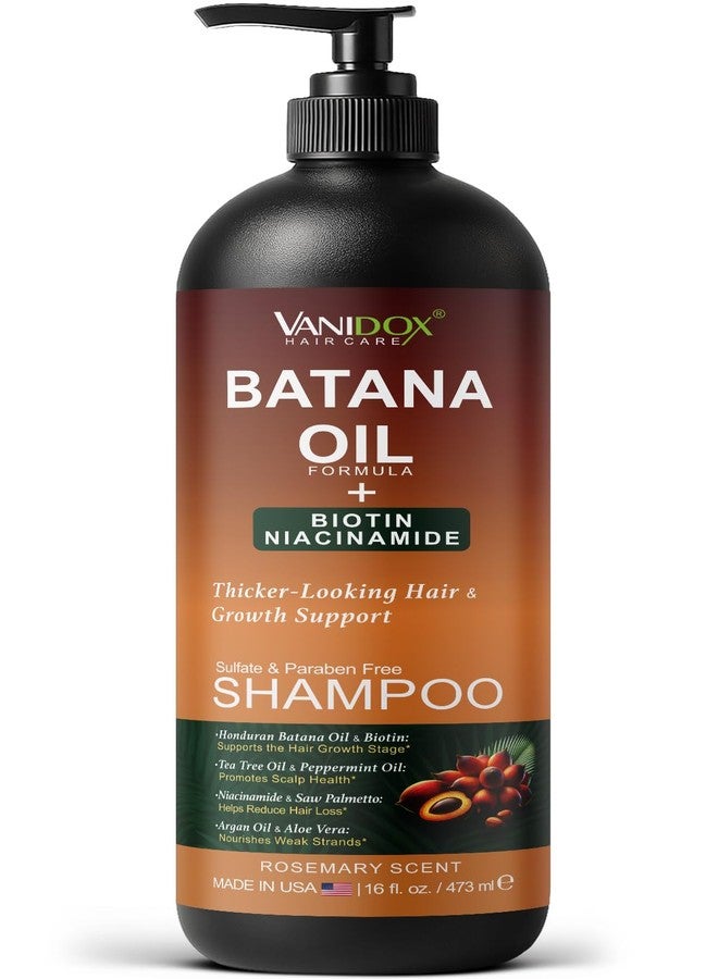 VANIDOX Batana Oil Shampoo – Biotin & Niacinamide Infused – Supports Thicker-Looking Hair – Moisturizing & Nourishing for Thinning Hair and Scalp Care – Sulfate-Free, 16 fl oz - Image 1